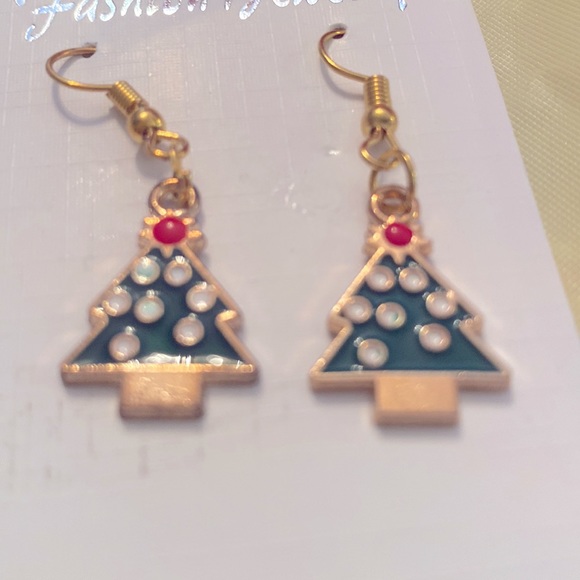 Christmas Tree Dangle Earrrings - Picture 4 of 5